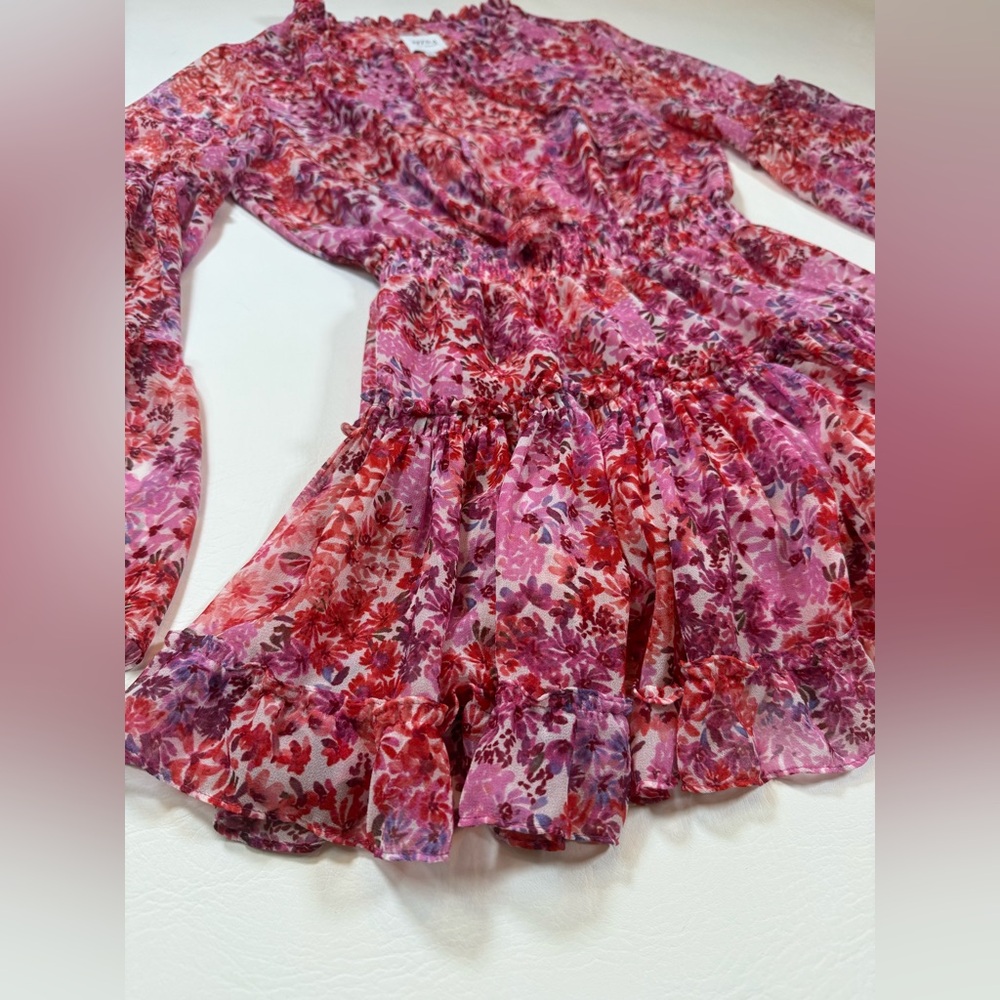 Misa Los Angeles Leeva dress long sleeve mini pink red XS barbiecore (bin W) - Picture 6 of 12